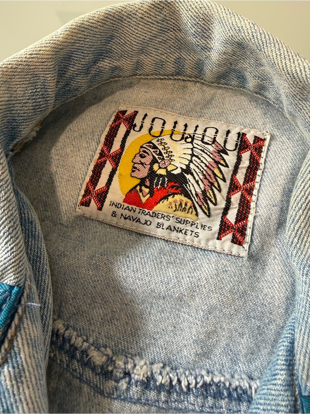 Vintage Joujou Butterfly Embroidered Cropped Denim Jacket Western Acid Wash 90s - Picture 3 of 11
